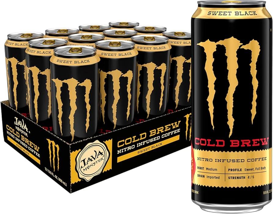 Monster Energy Java Nitro Cold Brew Sweet Black, Coffee + Energy Drink, 13.5 Ounce Liquid (pack o... | Amazon (US)