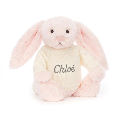 Bashful Pink Bunny with Personalized Cream Jumper | Jellycat US