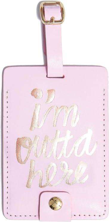 Pink Luggage Tag with Privacy Cover for ID, Vegan Leather Suitcase Label for Women, Easy to Attac... | Amazon (US)