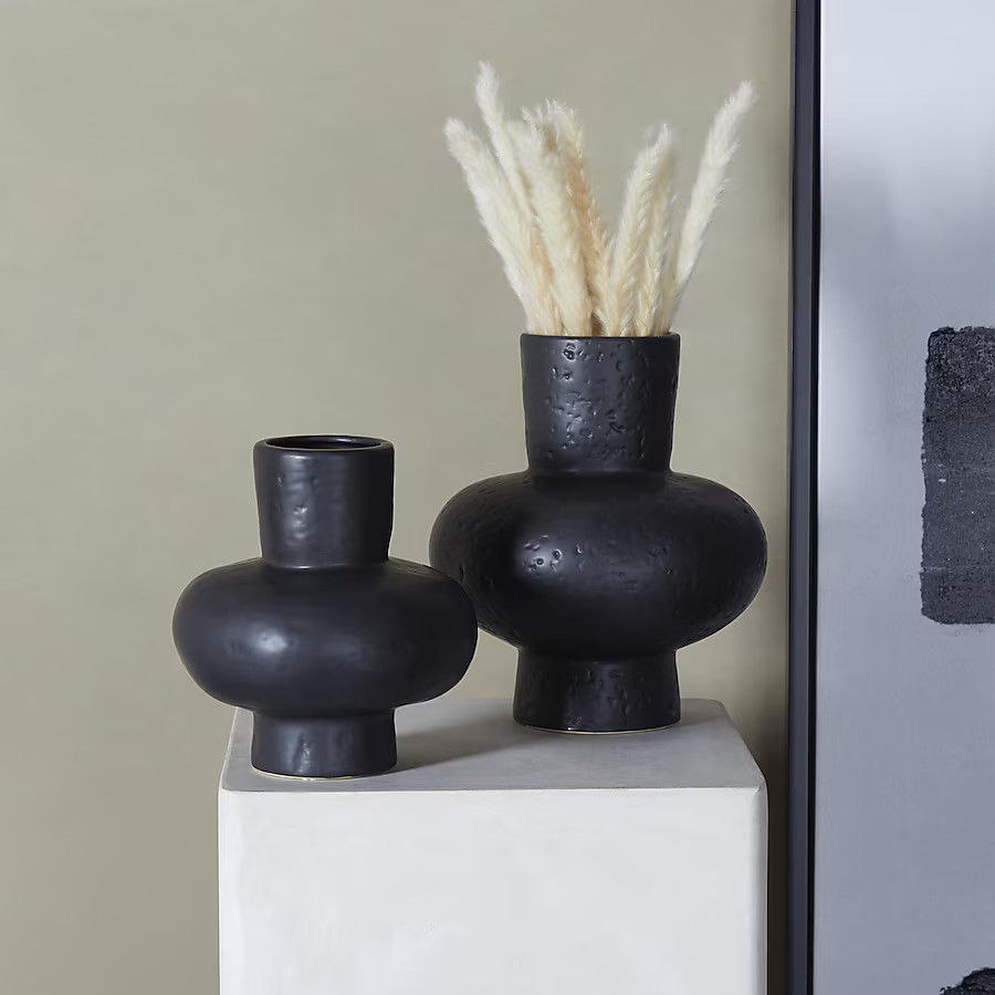 CosmoLiving by Cosmopolitan 2 -Pack Black Stone Modern Vase Lowes.com | Lowe's
