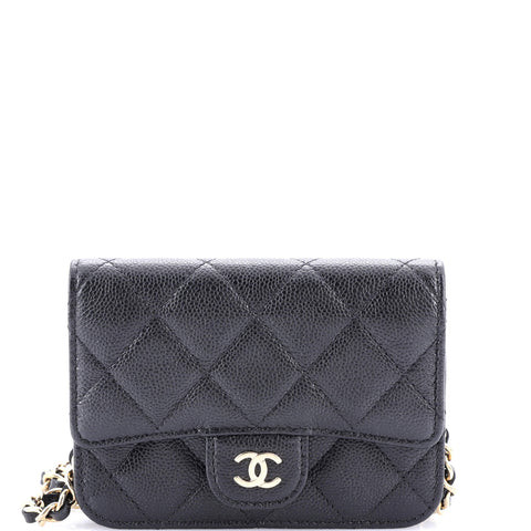 Classic Flap Clutch with Chain Quilted Caviar Small | Rebag
