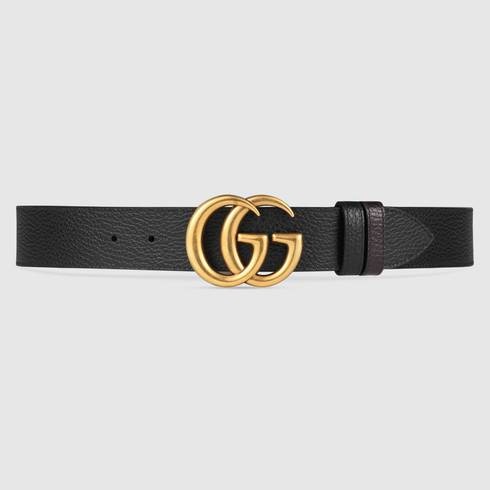 Reversible leather belt with Double G buckle | Gucci (US)