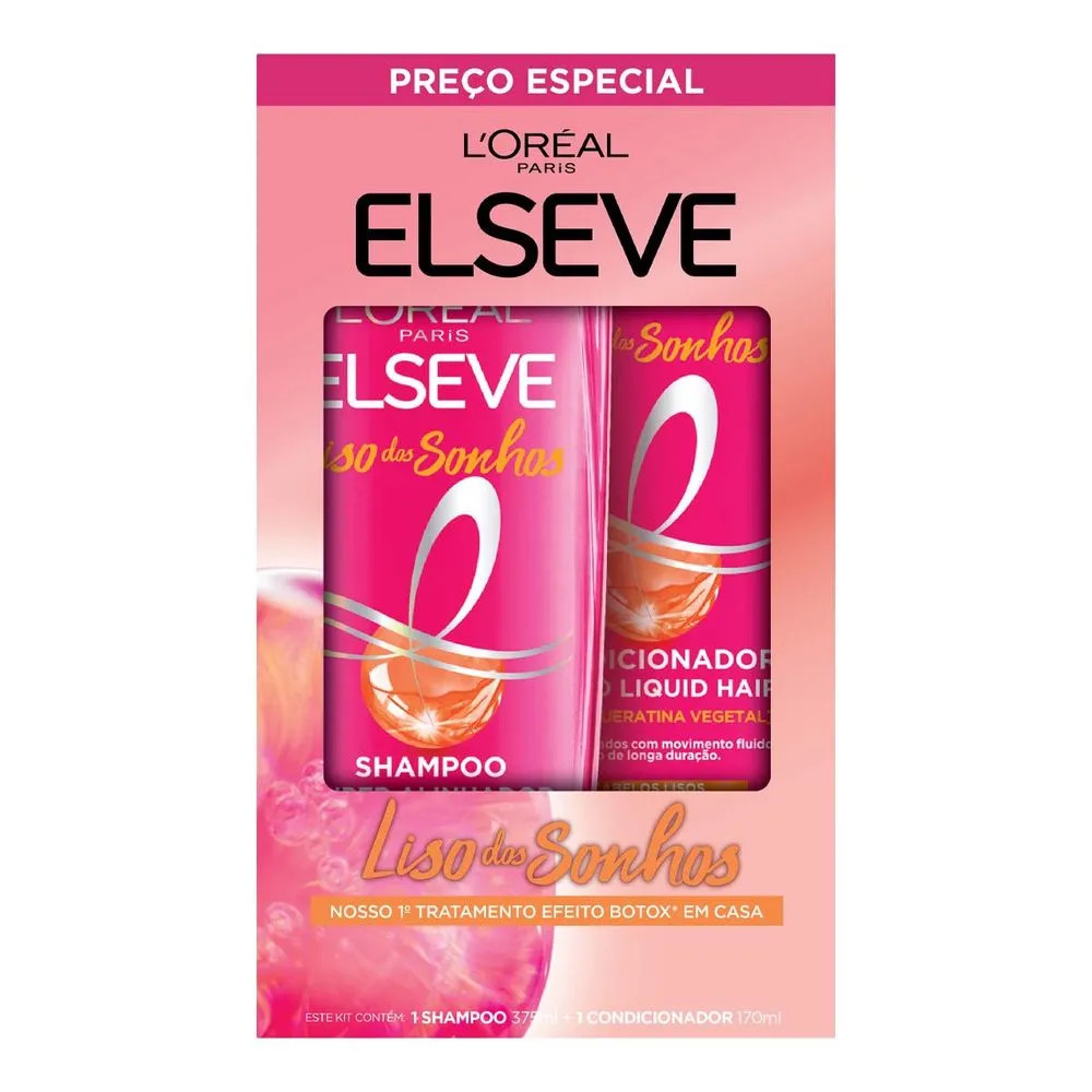 Kit L'Oréal Paris Elseve Liso dos Sonhos Shampoo 375ml + Condicionador 170ml | Drogaria Pacheco