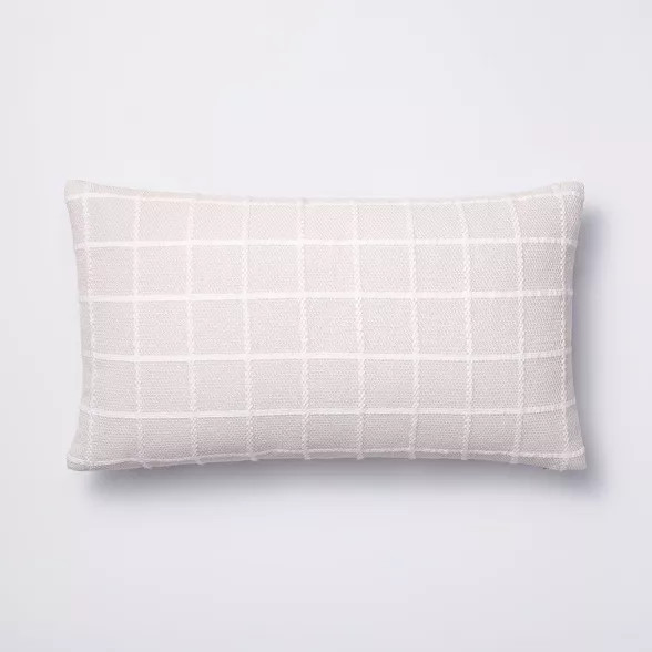 Oblong Woven Grid Decorative Throw Pillow Light Beige - Threshold™ designed with Studio McGee | Target
