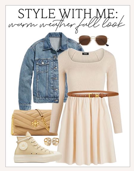 I love this warm weather fall outfit idea! This skater style dress paired with a denim jacket and pair of platform sneakers is perfect for fall! 

#fallfashion #denimjacket #warmweatherfalloutfit

Old navy denim jacket. Skater dress. Casual fall dress. Platform Converse sneakers. Designer inspired belt. Tory Burch handbag. Gold mini hoop earrings. Cute and casual fall outfit idea  

#LTKSeasonal #LTKfindsunder100 #LTKstyletip