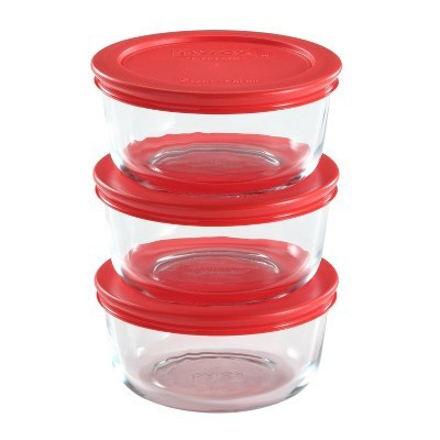 Pyrex 2 Cup 6pc Round Glass Food Storage Value Pack Red: Glass Storage Containers with Lids, Microwave & Dishwasher Safe | Target
