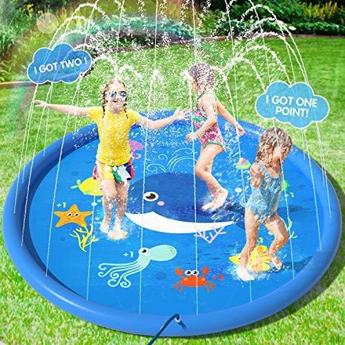 Peradix Sprinkler Splash Mat 68”, Water Splash Play Mat for Kids Toddlers Dogs, Baby Infant Spl... | Amazon (US)