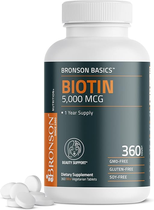Bronson Biotin 5,000 MCG Supports Healthy Hair, Skin & Nails & Energy Production - High Potency B... | Amazon (US)