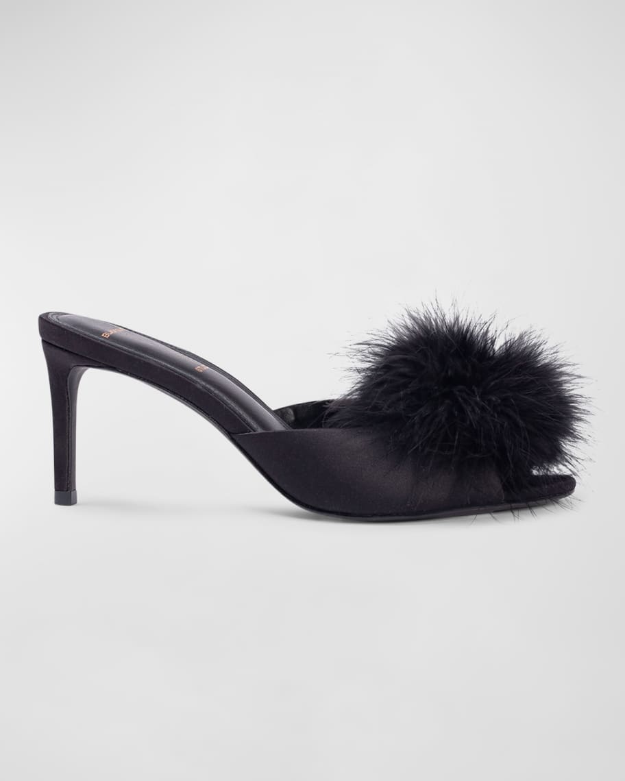 Ricca Feather Pom Mule Sandals | Neiman Marcus