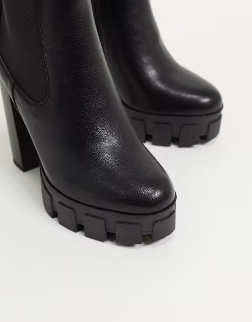 Simmi London Roxi heeled ankle boots with chunky soles in black | ASOS (Global)