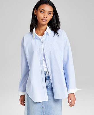And Now This Women's Cotton Button-Front Long-Sleeve Shirt, Exclusively at Macy's  - Macy's | Macy's