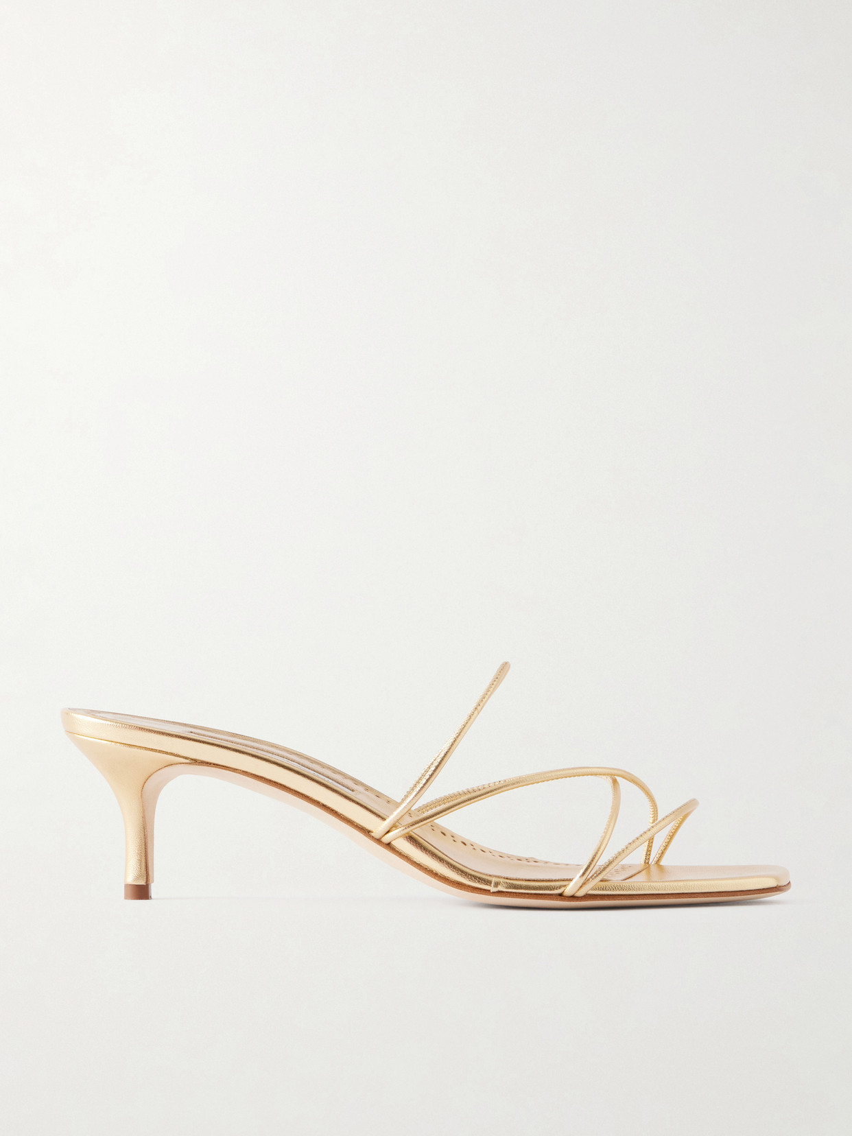 Manolo Blahnik - Ninfemu 50 Leather Sandals - Gold | NET-A-PORTER (US)