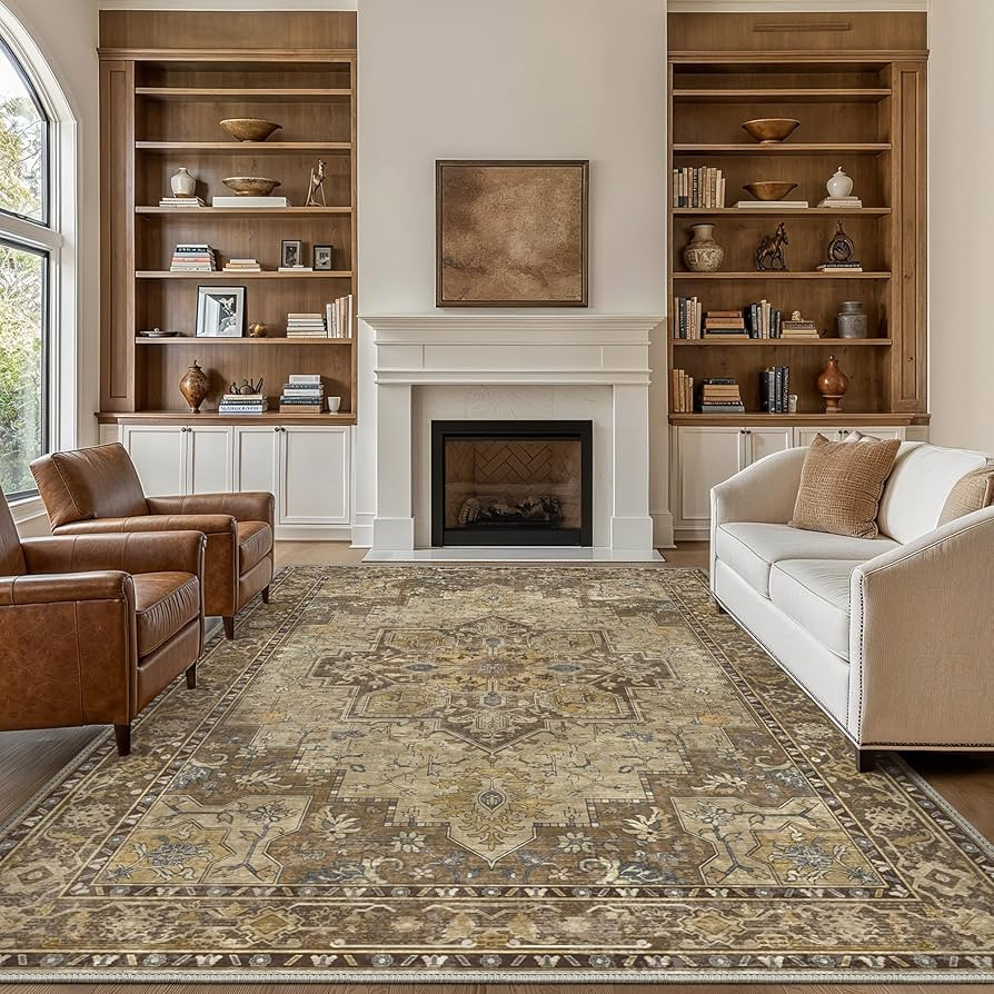 GENIMO 9x12 Area Rugs for Living Room, Machine Washable Non Slip Vintage Rugs, Low Pile Lightweig... | Amazon (US)