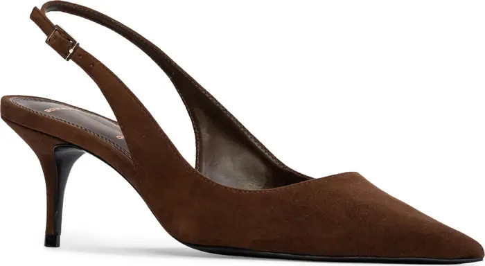 BLACK SUEDE STUDIO Alloy Pointed Toe Slingback Pump (Women) | Nordstrom | Nordstrom