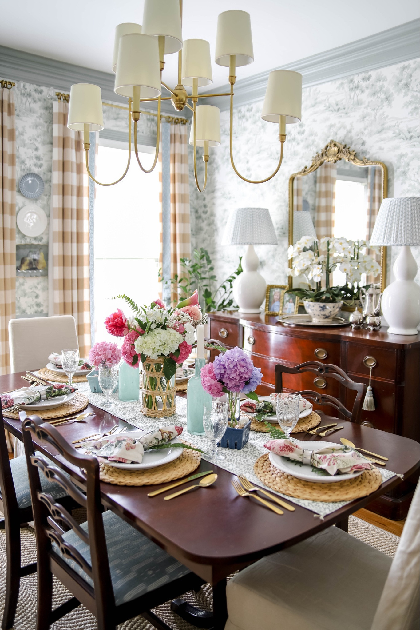 I loved using my anniversary flowers and hydrangeas from my yard to decorate my summer table! I’ve never done pops of pinks and purples in this room and it’s so fun to walk by and see the pretty pops of color! The summer floral table napkins are on sale! 

#LTKsalealert #LTKhome #LTKSeasonal