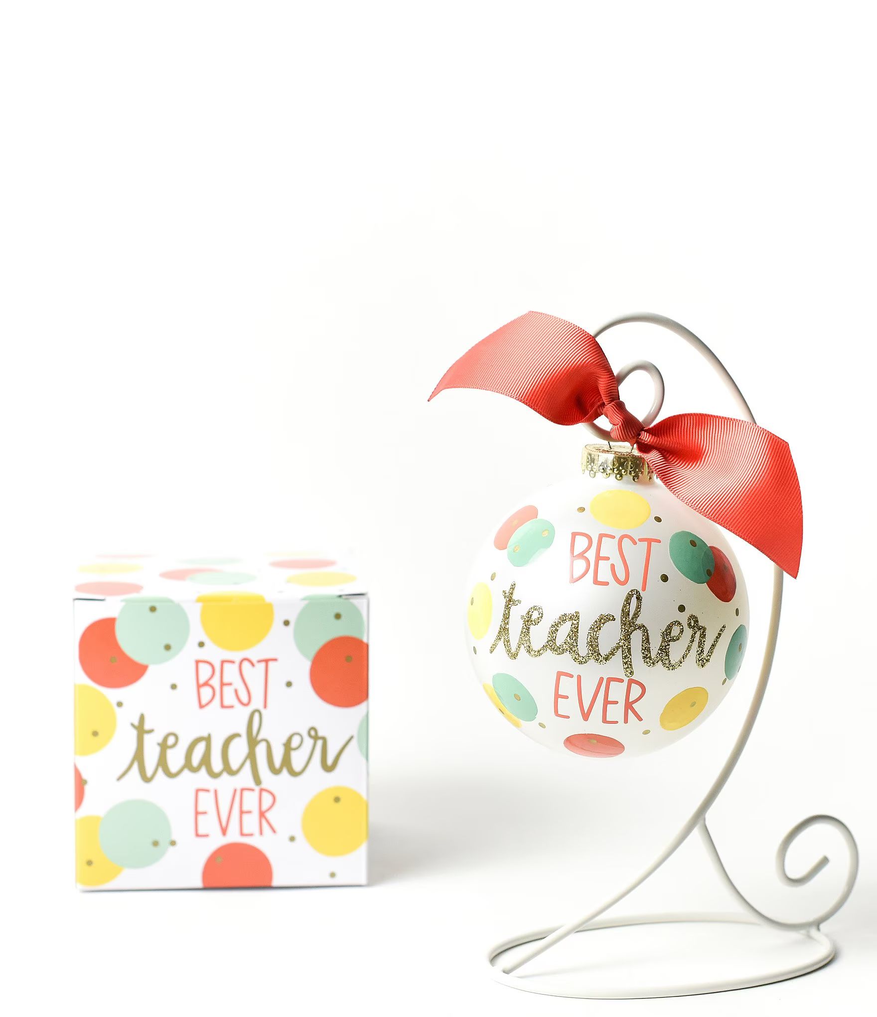 Coton Colors Best Teacher Ever Glass Ornament with Swirl Stand Set | Dillard's | Dillard's