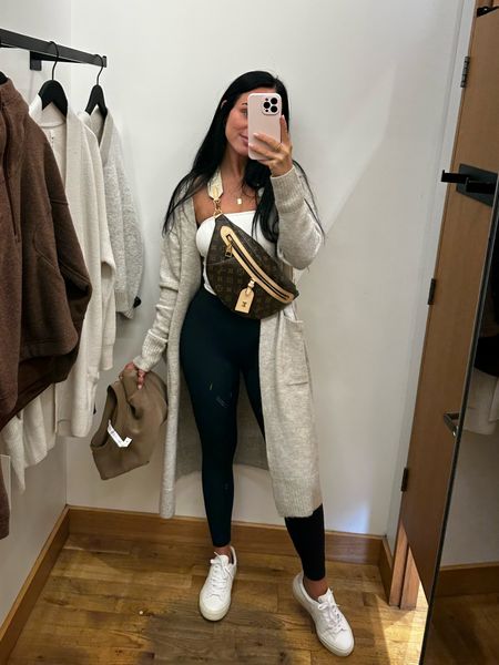 Small cardigan from H&M
Small tube top from old navy
Size 4k small leggings Amazon 
Size 7 sneakers 
I can’t link this Louis Vuitton bumbag but I can link dupe ones 

#LTKitbag #LTKshoecrush #LTKstyletip