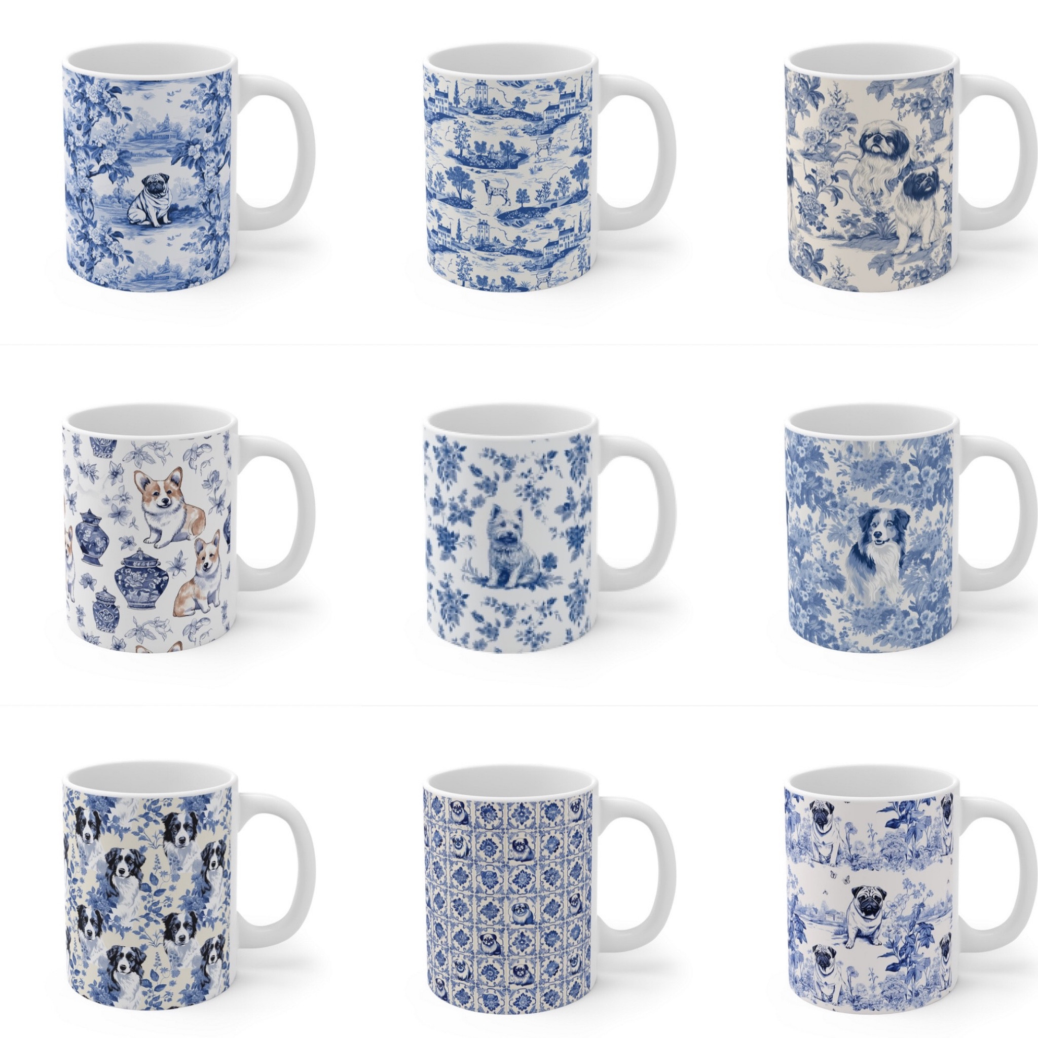 More blue and white chinoiserie and toile inspired dog mugs -  Norwich (could be a Westie or Cairn), pug, Dalmatian, Pekingese, Australian Shepherd, Corgi...

#LTKSeasonal #LTKGiftGuide #LTKHoliday