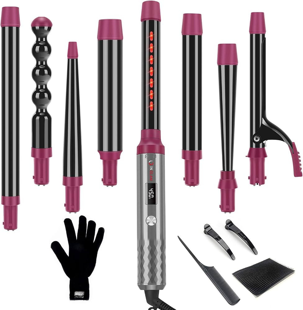 IG INGLAM Professional 8-in-1 Curling Iron Wand Set, Instant Heat Up Hair Curler with 8 Interchan... | Amazon (US)