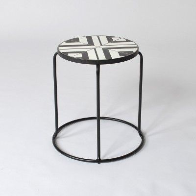 Geo Mosaic Indoor/Outdoor Stack Accent Table Black/Off-White - Project 62™ | Target
