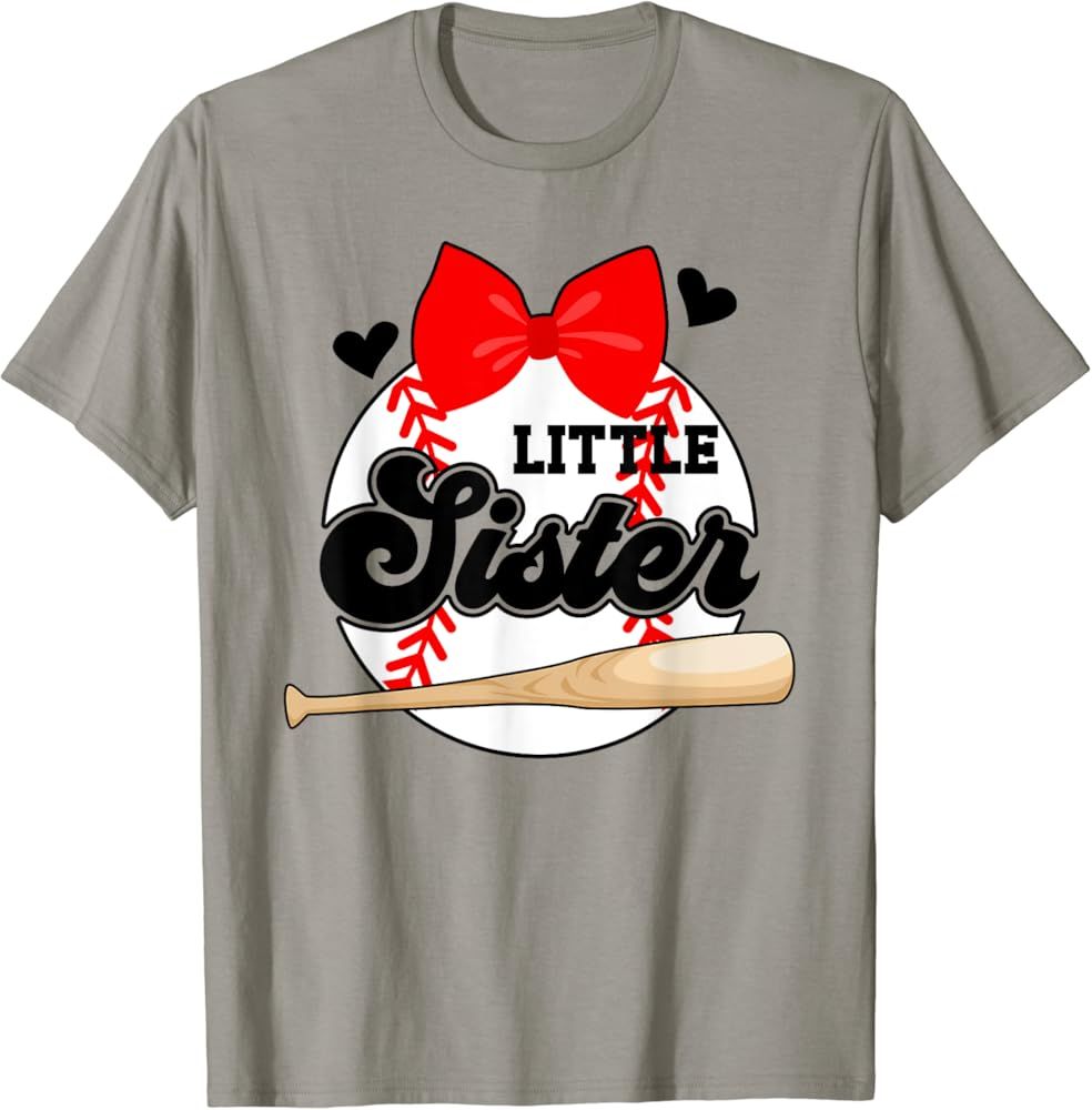 Little Sister Baseball Sister Of A Baseball Player T-Shirt | Amazon (US)
