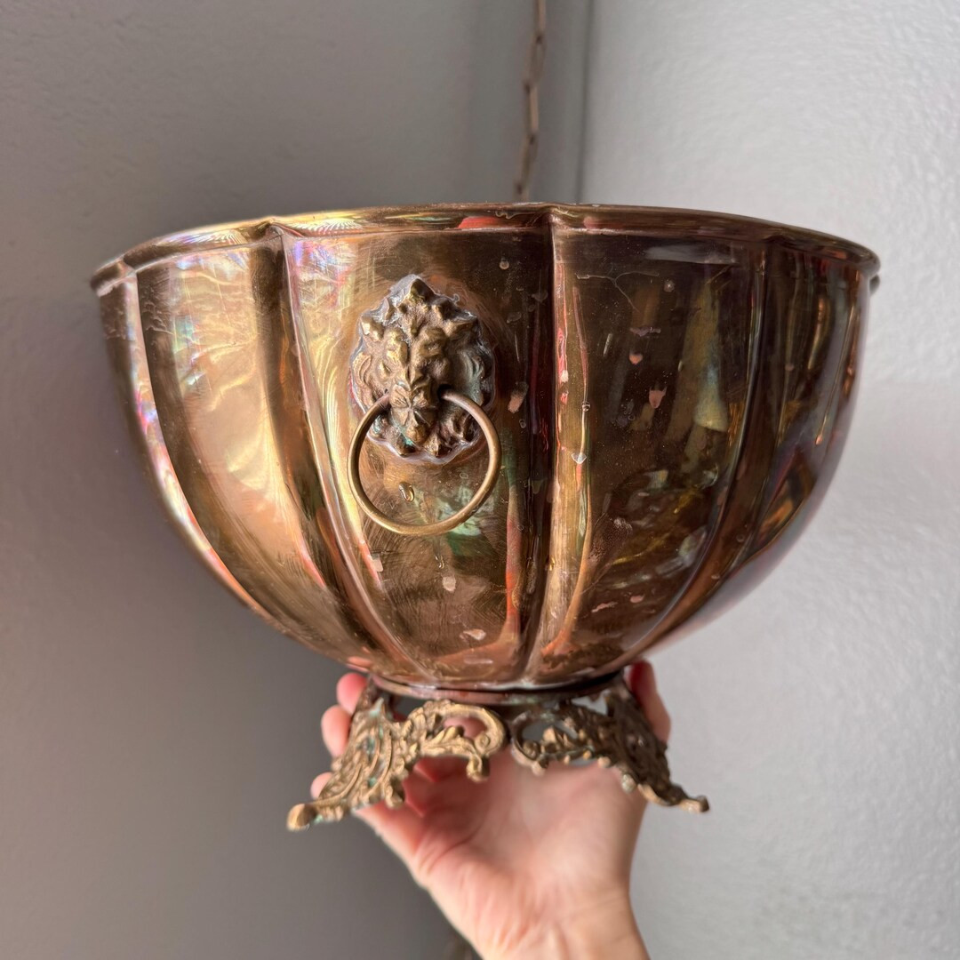 Vintage Brass Footed Bowl With Lion Accents - Etsy | Etsy (US)