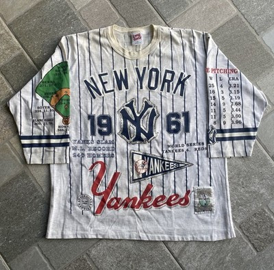VTG New York Yankees 1961 Champions 80s 90s Single Stitch AOP Shirt Mens XL | eBay US