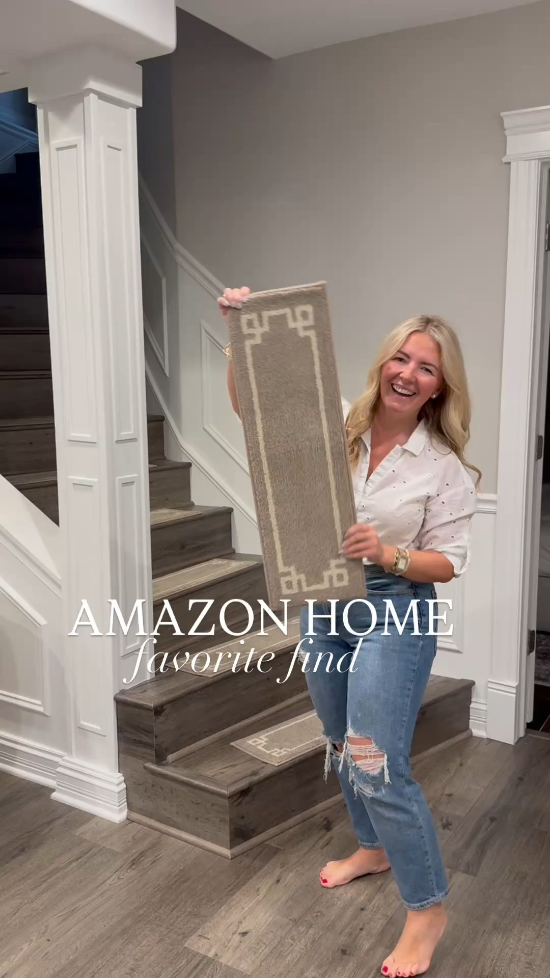 Non slip stair threads for stairs! They simply grip on and stay in place! @amazon @amazonhome #founditonamazon #amazonhome #stairs #home #interior 

#LTKHome #LTKSeasonal #LTKSaleAlert