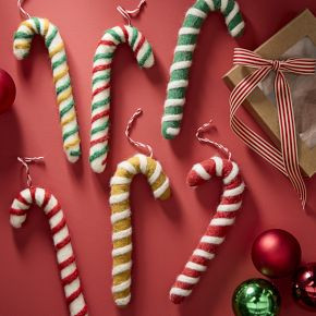 Felt Candy Cane Ornaments (Set of 6) | West Elm (US)