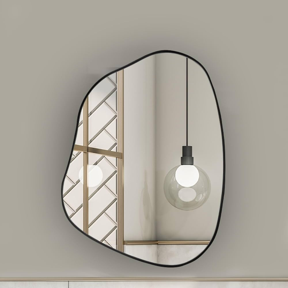 Mirrona 42"x32" Asymmetric Irregular Wall Mirror, Wooden Framed Decorative Mirror for Livingroom ... | Amazon (US)
