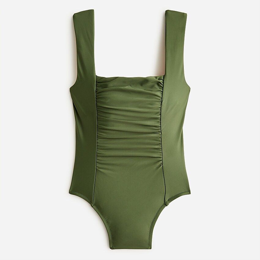 Ruched squareneck one-piece | J.Crew US