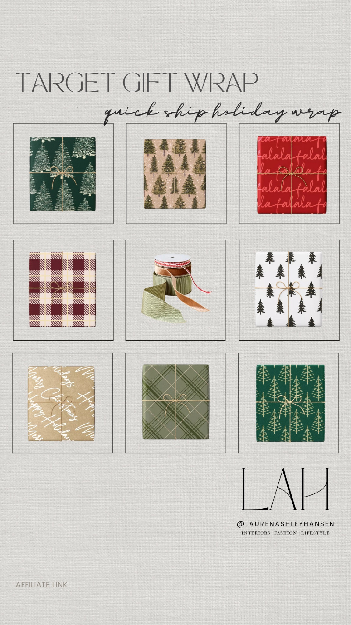 Target holiday gift wrap! Beautiful modern and traditional papers and ribbon, and all of these options are very affordable too! Will arrive before the holidays! 

#LTKStyleTip #LTKHoliday #LTKHome