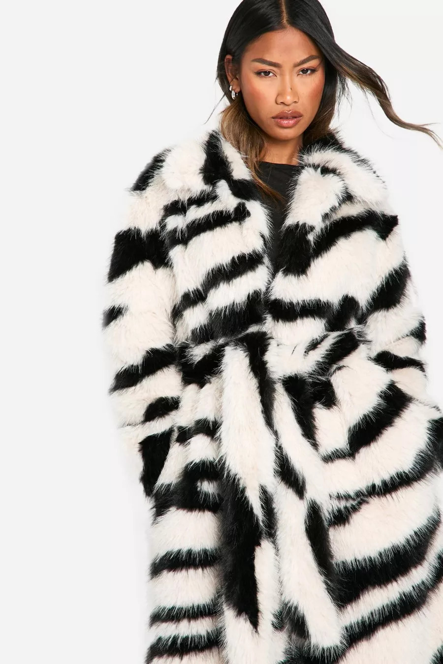 Premium Zebra Faux Fur Coat | boohoo (US & Canada)