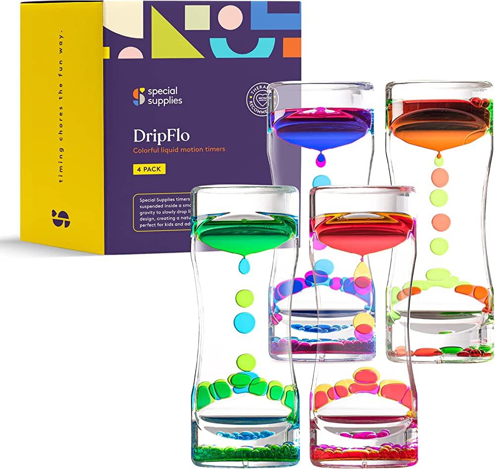 Special Supplies Liquid Motion Bubbler Toy (4-Pack) Colorful Hourglass Timer with Droplet Movemen... | Amazon (US)