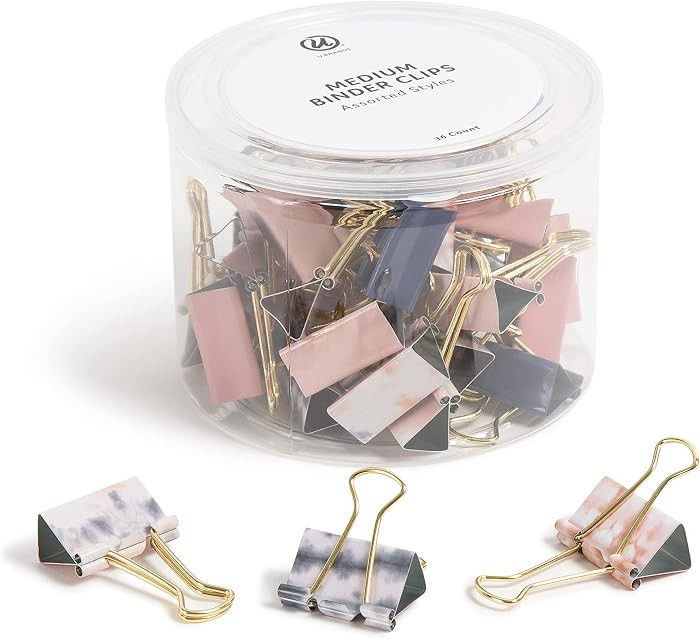 Fashion Binder Clips, Soft Dye with Gold Prongs, Office Organization Supplies, 32mm, 36 Count | Amazon (US)