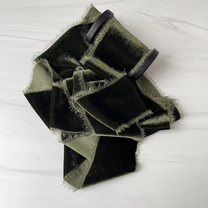 2" Silk Velvet Ribbon - Deep Olive | Minted