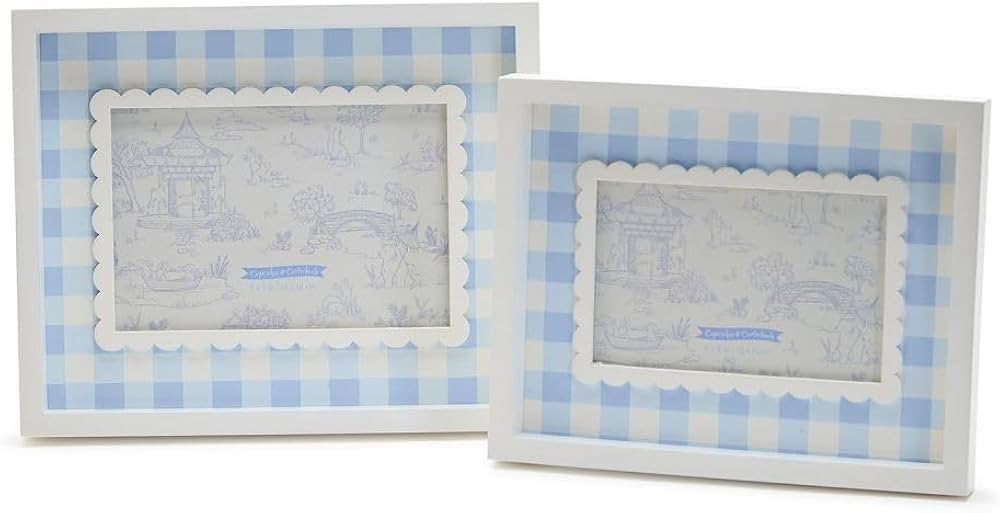 Two's Company Set Of 2 Blue Gingham Photo Frames in 4" X 6" And 5" X 7" Size | Amazon (US)