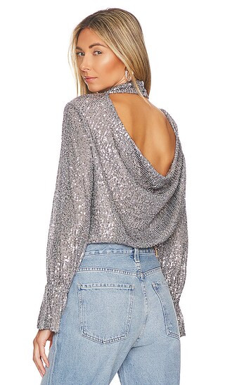 Sequin Drape Back Top in Silver Dust | Revolve Clothing (Global)