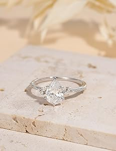 EAMTI 2CT 925 Sterling Silver Engagement Rings Pear Cut Wedding Teardrop Bridal Halo Cubic Zircon... | Amazon (US)