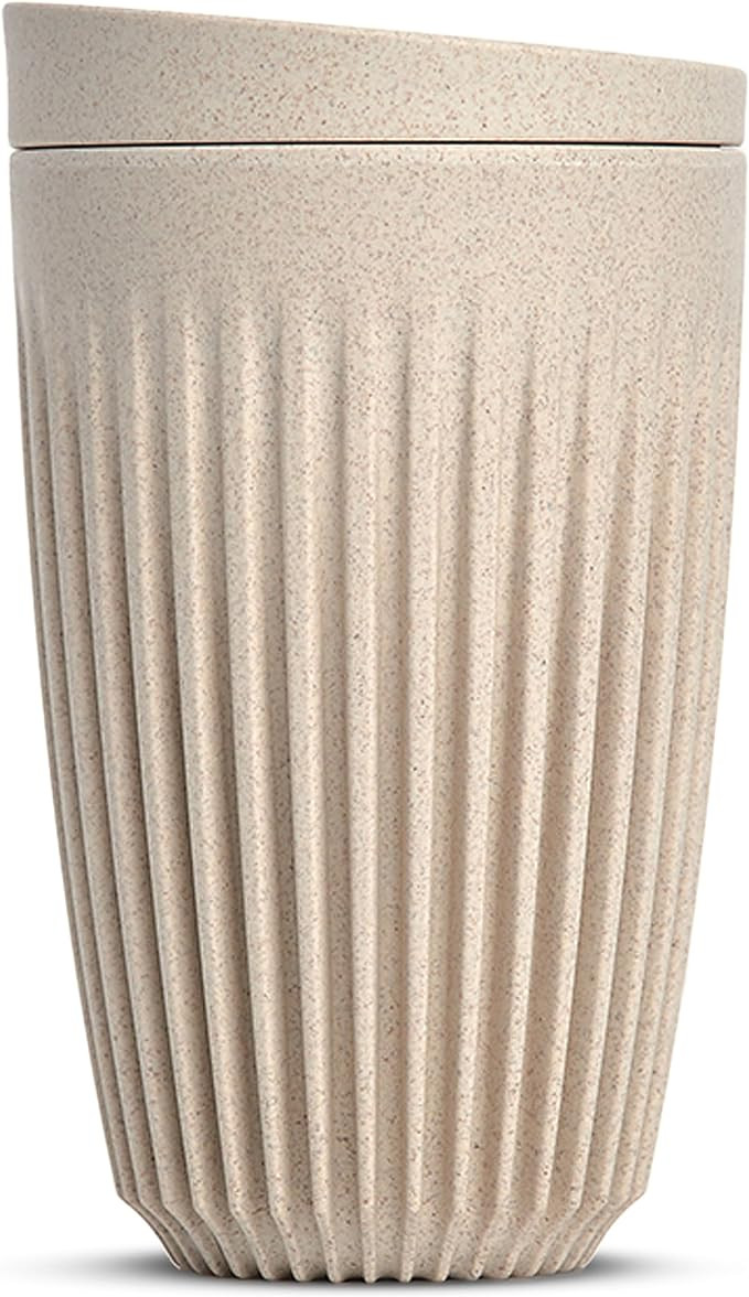 HUSKEE Coffee Cups with Lids - Reusable Coffee Cup with Unique Fins for Espresso, Cappuccino, Ame... | Amazon (US)