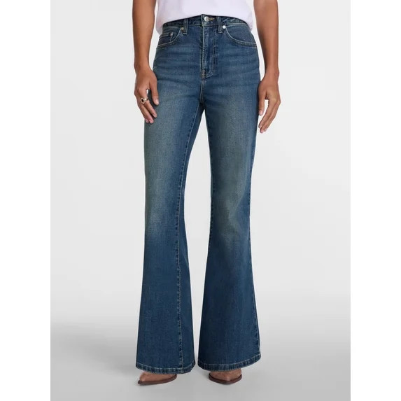 Scenario Women's High Rise Flare Denim Jeans, Sizes 0-20 | Walmart (US)