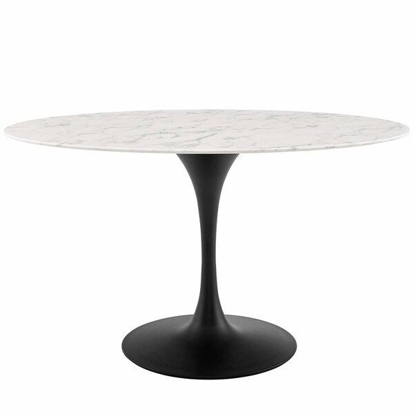 Modway Lippa Black/White Faux Marble/Metal Oval Dining Table | Bed Bath & Beyond