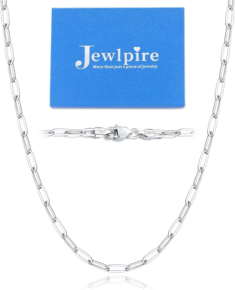 Jewlpire Italian Soild 14K Real Gold Over 925 Sterling Silver Paperclip Chain Necklace for Women ... | Amazon (US)