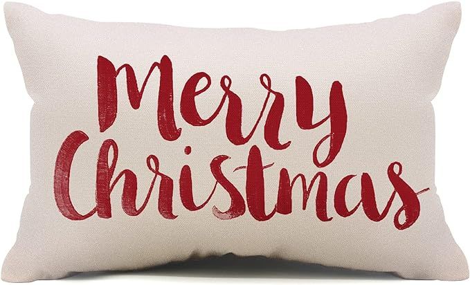 Allorry Christmas Pillow Covers 12x20 Cotton Linen Merry Christmas Decorative Throw Pillow Cover ... | Amazon (US)