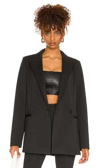 Shiny Scuba Blazer in Black | Revolve Clothing (Global)