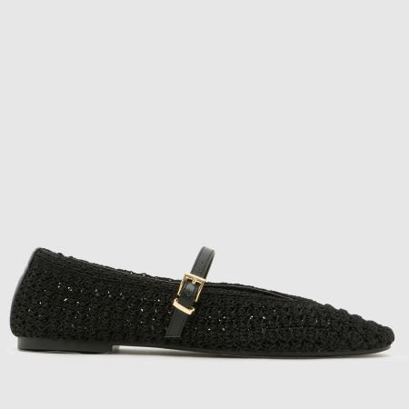 Womens Black schuh Lisbeth Crochet Ballerina Flat Shoes | schuh | Schuh