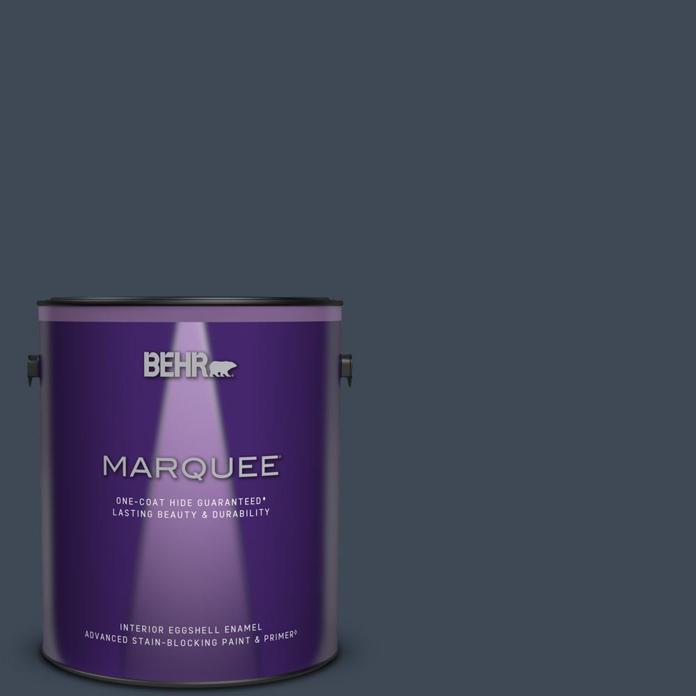 BEHR MARQUEE 1 gal. #PPU14-20 Starless Night Eggshell Enamel Interior Paint and Primer in One-245... | The Home Depot