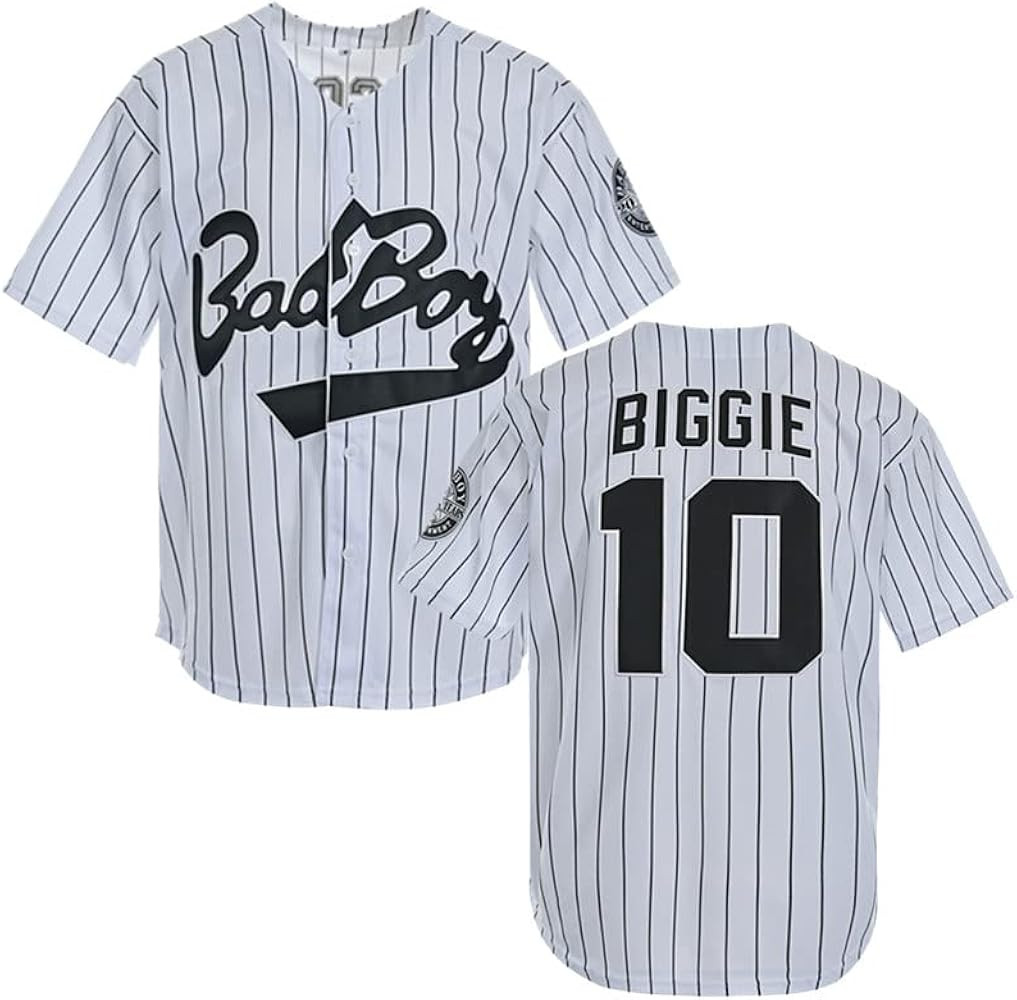 Men's Smalls Jersey #10 Bad Boy 90s Hip Hop Clothing Black White Stitched Movie Baseball Jersey | Amazon (US)