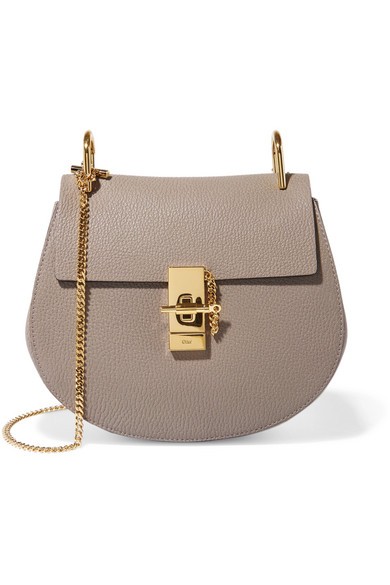 Chloé - Drew Small Textured-leather Shoulder Bag - Light gray | NET-A-PORTER (US)