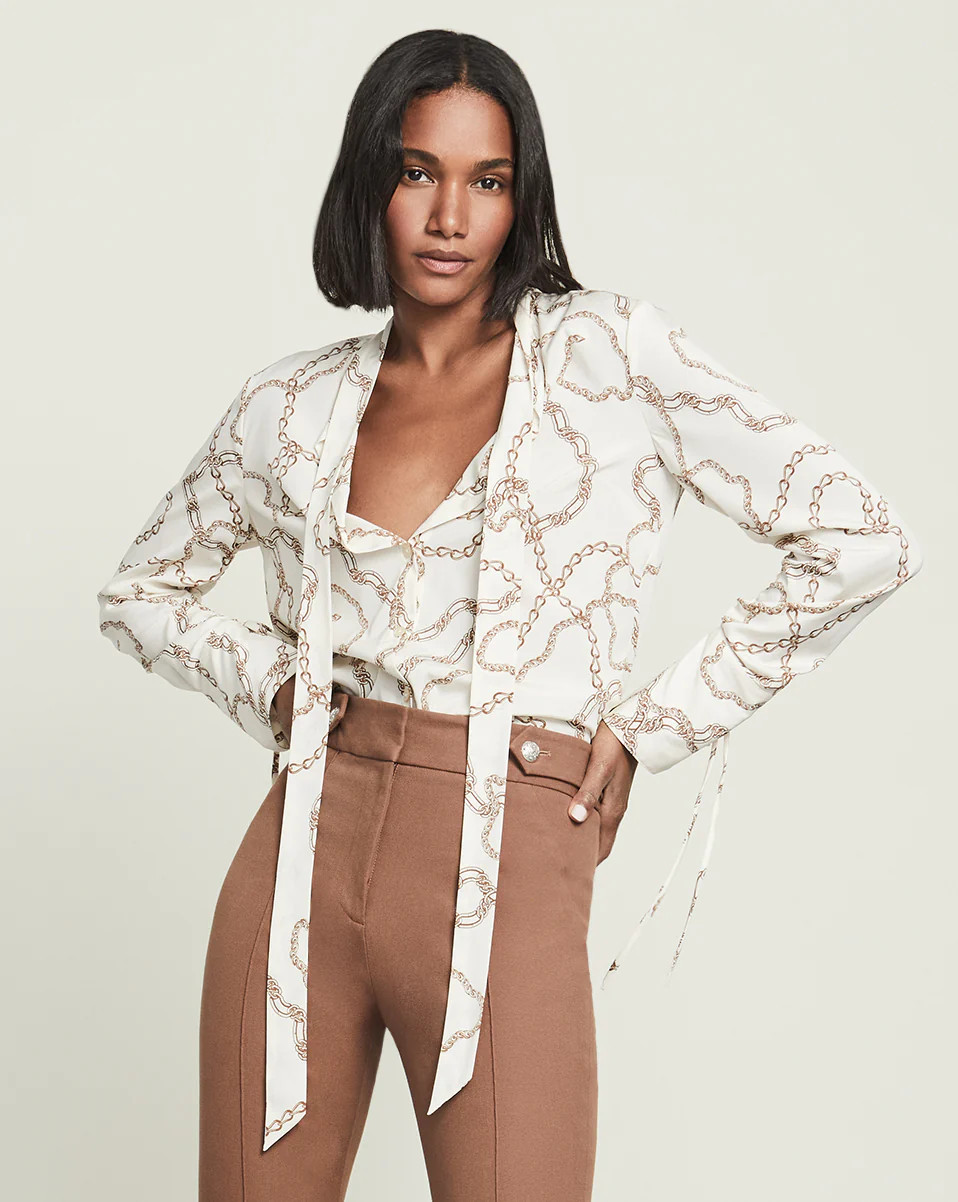 Veronica Beard Remi Chain-Print Blouse Ecru Multi | Veronica Beard